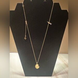 “Trust the flow” Gold Necklace with Heart and Crystal Charms